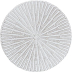 bali & pari Palm Bohemian White Scalloped Rattan End Table