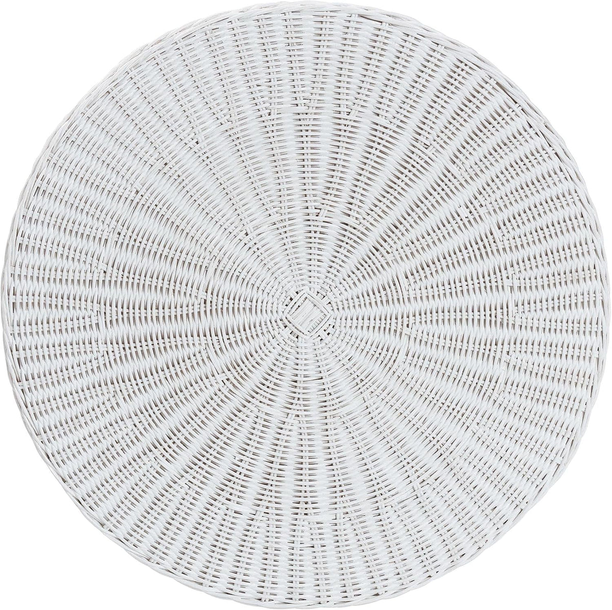bali & pari Palm Bohemian White Scalloped Rattan End Table