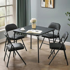 VECELO Folding Card Table and Chair Set of 5 Portable with Padded Tabletop, No Assembly Required, Black