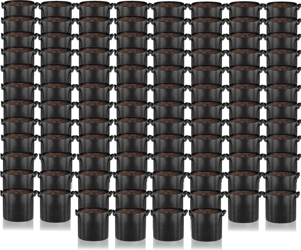 Gardenera Bulk Grow Bags - Pack of 100 5 Gallon Fabric Planters with Handles for Commercial and Large-Scale Growing