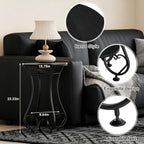X-cosrack Small Round Side Table,Round End Table for Small Spaces - Black Metal Nightstand with Adjustable Feet,Couch Sofa Coffee Table,Retro Accent Table for Living Room Bedroom Balcony