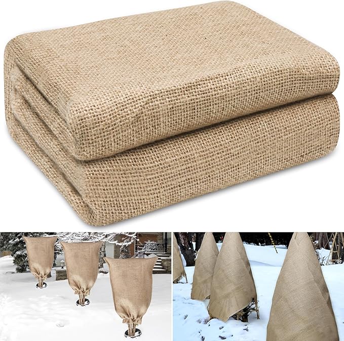 Riare 30 Feet x 40 Inch Natural Burlap Plant Covers Freeze Protection- High Density Jute Burlap Winter Plant Blankets Frost, Winter Frost Cloth for Outdoor Plants Trees Shrubs Winter Frost Protection