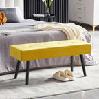 Upholstered Bench for Bedroom End of Bed, 40-inch Entryway Bench for Living Room, Dining Bench with Padded Seat and Metal Legs for Kitchen Bedroom,Indoor and Hallway (Yellow Velvet Bench)