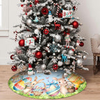 Easter Bunny Eggs Tree Skirt 36 Inch Rabbit Christmas Tree Skirt Xmas Ornaments for Holiday Party Decorations Indoor Outdoor