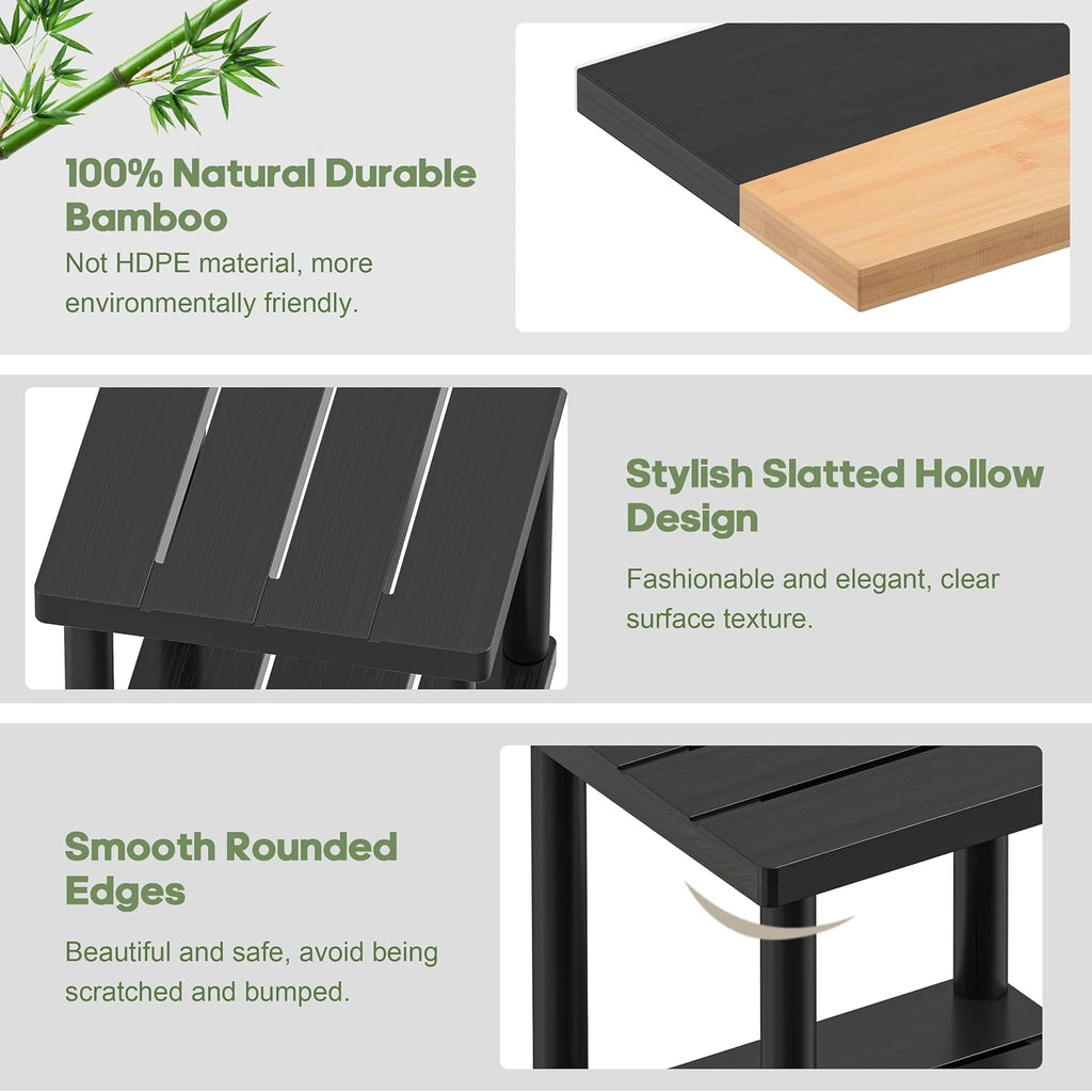 Outdoor Side Table with 2-Tier, Bamboo Small Patio Adirondack Tables | Black,Easy Assembly,Easy Maintenance,Weather Resistant,For Indoor/Outdoor/Patio/Pool/Porch