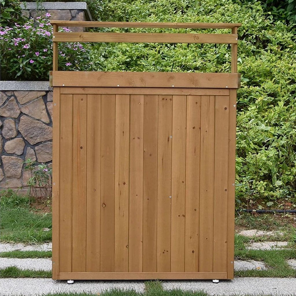 Outdoor Storage Cabinet Waterproof with Shelves Ventilated Shutter Door, Outdoor Cabinets Weatherproof Tall Adjustable Foot Pads for Delivery Patio Garden and P,Brown