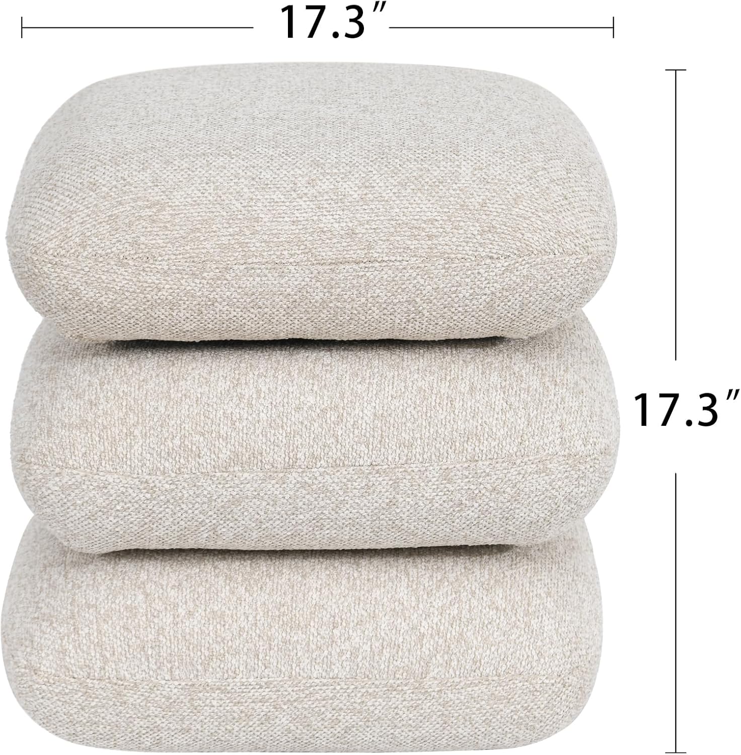 DUHOME 360°Swivel Upholstered Square Ottoman with Storage,Modern Boucle Ottoman Coffee Table with Removable Top White Vanity Stool with Storage for Bedroom, Living Room, Cream