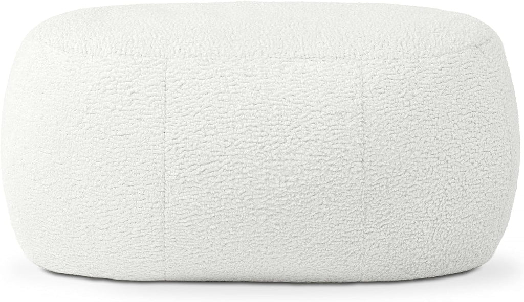 Jaxx Ellis Ottoman Shearling Faux-Lamb Plush Pouf for Modern Interior Design, Oval, Cloud