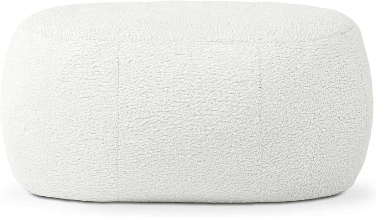 Jaxx Ellis Ottoman Shearling Faux-Lamb Plush Pouf for Modern Interior Design, Oval, Cloud