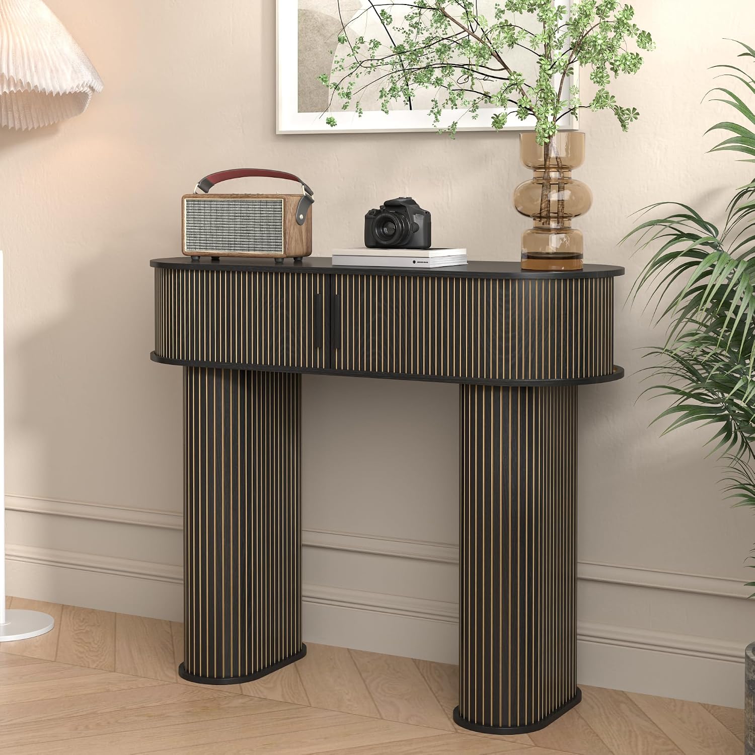 Round Modern Console Table, Mid Century Sofa Table