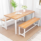 DKLGG Dining Table Set for 4, Wooden Kitchen Table with 2 Dining Bench | 47.2” Farmhouse Dining Room Table Set, Space Saving Table and Chairs Set for Small Space, Kitchen,Dining Room,Apartment