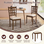 Giantex Wooden Dining Chairs Set of 4, Linen Fabric Upholstered Kitchen Chairs w/Rubber Wood Frame, Padded Seat, High Curved Back, Farmhouse Armless Side Chairs, Living Dining Room Restaurant