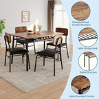 GarveeHome Dining Table Set for 4 with Storage Rack, Brown | 5-Piece Kitchen Table and Upholstered Chairs, Wood Tabletop, Heavy-Duty Metel Frame, for Small Space, Apartment, Kitchen Room