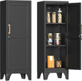 Coolsun 46" H Metal Pantry Cabinet, Metal Storage Locker with Door and 2 Adjustable Shelves, Food Pantry Cabinet for Living Room, Dining Room, Home Office