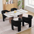 adochr Barrel Dining Chairs Set of 4,Teddy Accent Chairs with Arms,Black | Wooden Legs, Upholstered Modern Dining Room Chair, Comfy Side Armchairs for Kitchen/Dining Room/Living Room