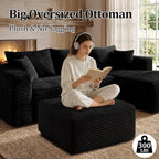Ottoman, Modern Corduroy Cloud Foot Rest Foam Support, Oversized Modular Sectional Sofa Stool for Living Room, Bedroom & Small Spaces, No Assembly Required (Black, Ottoman)