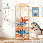 AMBIRD Stuffed Animal Storage, Wood Stuffed Animal Zoo Holder, Large Kids Toy Organizers, Plushies Storage for Boys Girls Bedroom, Playroom, Nursery (15.75 x 15.75 x 55 inch)