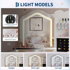 Kids Vanity with Lighted Mirror | Toddler Vanity Table and Chair Set, Girls Makeup Playset, White