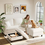 Welzona Couches for Living Room, 83"Teddy Sofa Couch, Sofas for Living Room | Tool-Free Setup Loveseat Sofa, All-Wood Love Seat Couches, 7.5"Spring Seat Cushion, Small Couch for Bedroom, 2 Pillows, Beige