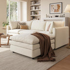 97" Cloud Couches for Living Room, 29.1" Deep Seat Modular Sectional Sofa, L Shaped Cloud Sofa with One Movable Ottoman
