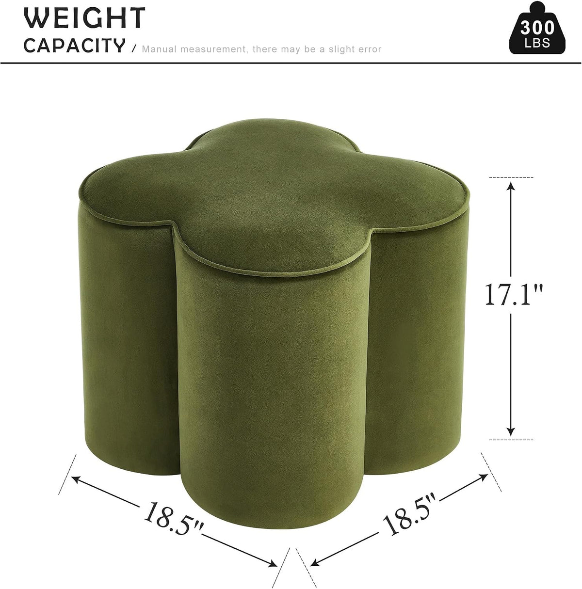 Olive Green Velvet Ottoman Set of 2, Modern Small Vanity Stool | Multi-Functional Ottoman Stool, Footrest for Couch, Flower Footstool for Makeup Room, Entryway and Living Room