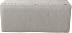 Homepop Home Decor | Upholstered Bench with Nailhead Trim | Large Ottoman with Storage for Living Room & Bedroom | Decorative Home Furniture, Gray Woven