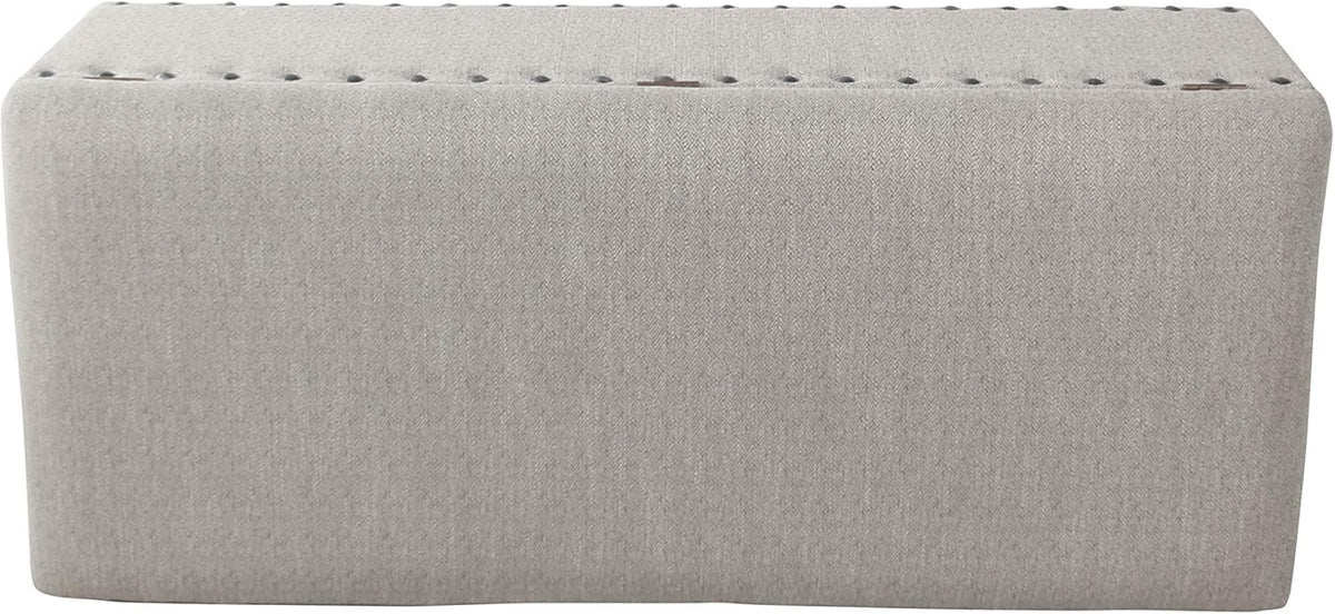 Homepop Home Decor | Upholstered Bench with Nailhead Trim | Large Ottoman with Storage for Living Room & Bedroom | Decorative Home Furniture, Gray Woven