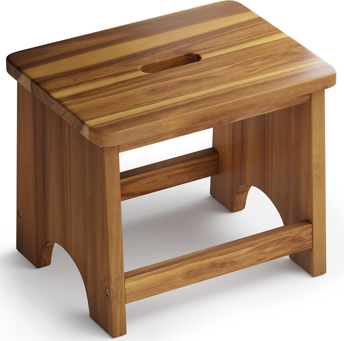 FANATU 13" Wooden Step Stool for Adults, Non-Slip One Step Stool for Adults | Heavy Duty Bed Step Stool For High Beds With Wide Acacia Wood Platform, Reinforced Support Bars, Non-Slip Feet, Holds 500 Lbs