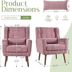 cinkehome Accent Arm Chairs for Living Room, Chenille Upholstered Mordern Armchair, Comfy Soft Padded Lounge Chair in Small Spaces, Bedroom, Pillow, Solid Wood Leg, Purple