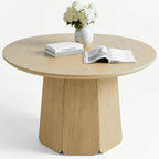 ModernMate 43 inch Round Dining Table for 4, Circle Kitchen Table with Wooden Pedestal Base, Modern Wood Dining Room Table, Dinner Table for Dining Room, Kitchen, Living Room