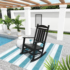 WO Home Furniture Patio Rocking Chair Farmhouse Outdoor HDPE UV Weather Resistant (Black)