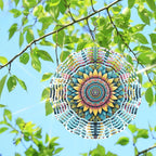 Mandala Wind Spinner for Yard and Garden 3D Stainless Steel Wind Spinner Unique Gift Outdoor Metal 10 inch 3D Mandala Wind Sculptures with Unique Visual Effect