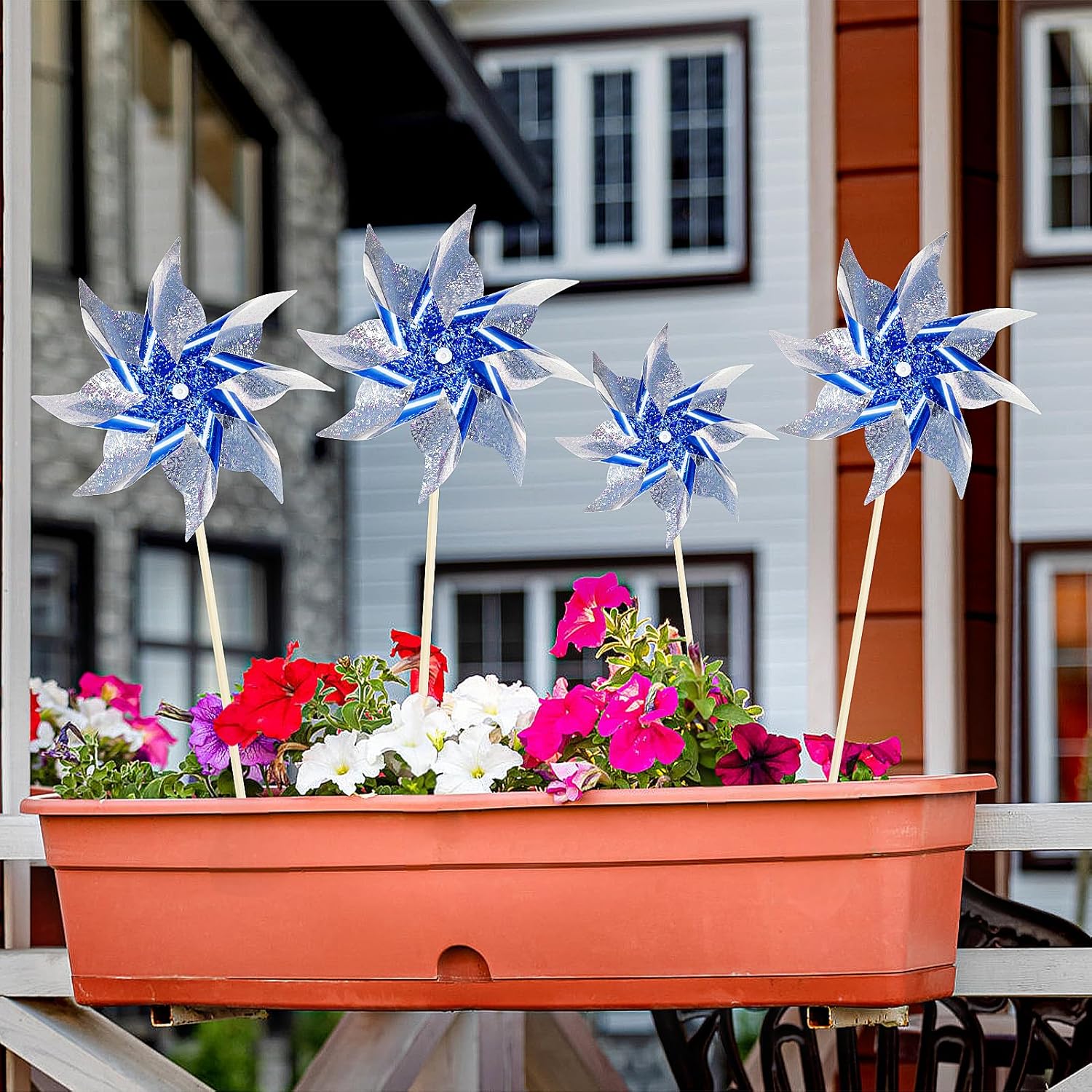 10 Pack Reflective Pinwheels for Yard and Garden, Wind Spinners Outdoor Bird Scare Devices, Sparkly Windmills for Garden Decor Scare Birds Away Garden Wind Spinners for Outside Patio Garden