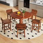 GOFLAME Swivel Dining Chairs Set of 4, Farmhouse Kitchen Chairs with Low Backrest and Curved Seat, Accent Side Chairs with Solid Rubber Wood Frame for Dining Room, Restaurant, Walnut