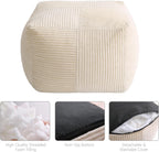 Corduroy Pouf Ottoman Foot Rest, Square Floor Pouf with Removable Cover, Soft Foam-Filled Foot Stool with Non-Slip Bottom for Living Room, Bedroom & Lounge