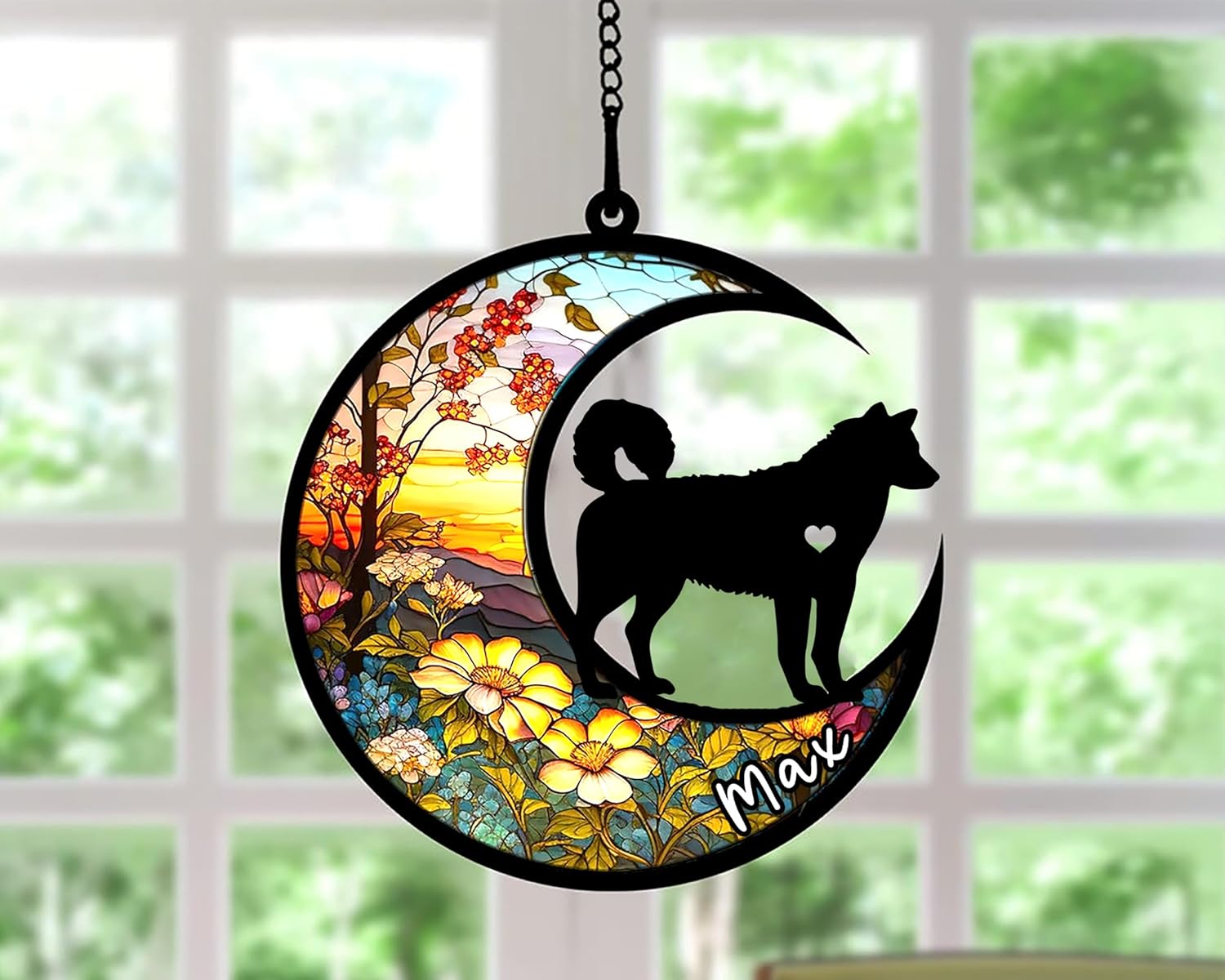 Personalized Dog Memorial, Custom Name Husky Dog Christmas Ornament with Name, Custom Breeds, Pet Loss Light Catcher, Gifts for Lovers Loss of Pet Sympathy on Mothers Day Christmas