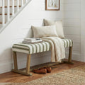 VKNOW 41" Upholstered Entryway Bench, End of Bed Bench with Cushion and Rubber Wood, Kitchen Dining Bench, Striped Bench for Dining Table, Bedroom, Living Room, Green