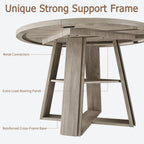 GarveeHome 43.3" Round Dining Table for 2-4 People, Circle Kitchen Table with Wooden Pedestal Base and Storage Shelf for Small Space Saving for Living Room, Apartment (Table Only)