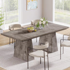 Tribesigns Dining Table for 6, Farmhouse Wood Dinner Rectangular Table Kitchen Table with Double Pedestal, 63" L x 31.5" W x 30" H, Grey
