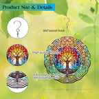 Tree of Life Wind Spinner,3D Frosted Wind Spinners Hanging for Yard and Garden Gift Tree of Life Wind Sculptures,10" Hanging Tree of Life Wind Spinner Made of Tough Steel Plate
