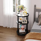 Homeiju Glass Side Table, 3-Tier Glass End Table with Adjustable Feet, Bedside Table for Small Space for Living Room, Balcony, Bedroom, Black