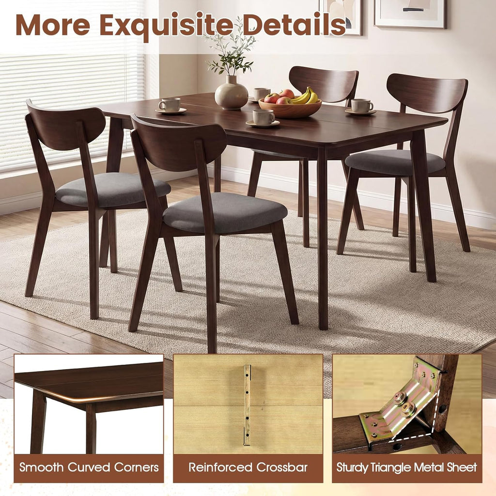 Giantex Dining Table for 4, 47" Rectangular Wooden Kitchen Table with Solid Rubber Wood Legs, Mid Century Modern Dinner Table for Dinette, Living Room, Home Office (Walnut)