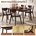 Giantex Dining Table for 4, 47" Rectangular Wooden Kitchen Table with Solid Rubber Wood Legs, Mid Century Modern Dinner Table for Dinette, Living Room, Home Office (Walnut)