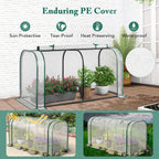 Mini Greenhouse, 47" x 22" x 24" Portable Greenhouse with Roll-Up Door, Ground Stakes, Metal Frame, Waterproof & Sun-Protective PE Cover, Small Green House for Outdoors & Indoors (White)