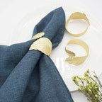 Gold Leaf Napkin Rings Set of 6, Leaves Napkin Rings for Table Setting, Metal Leaf Napkin Holder Rings for Holiday Party,Wedding, Banquet, Formal or Casual Dinning Table Decor (Gold)