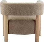 Christopher Knight Home Carly Low Profile Accent Chair, Round Backrest Side Chair, Living Room Armchair with Boucle Fabric Cushion,Comfy Reading Chair for Bedroom,Wooden Single Lounge Sofa,Light Camel