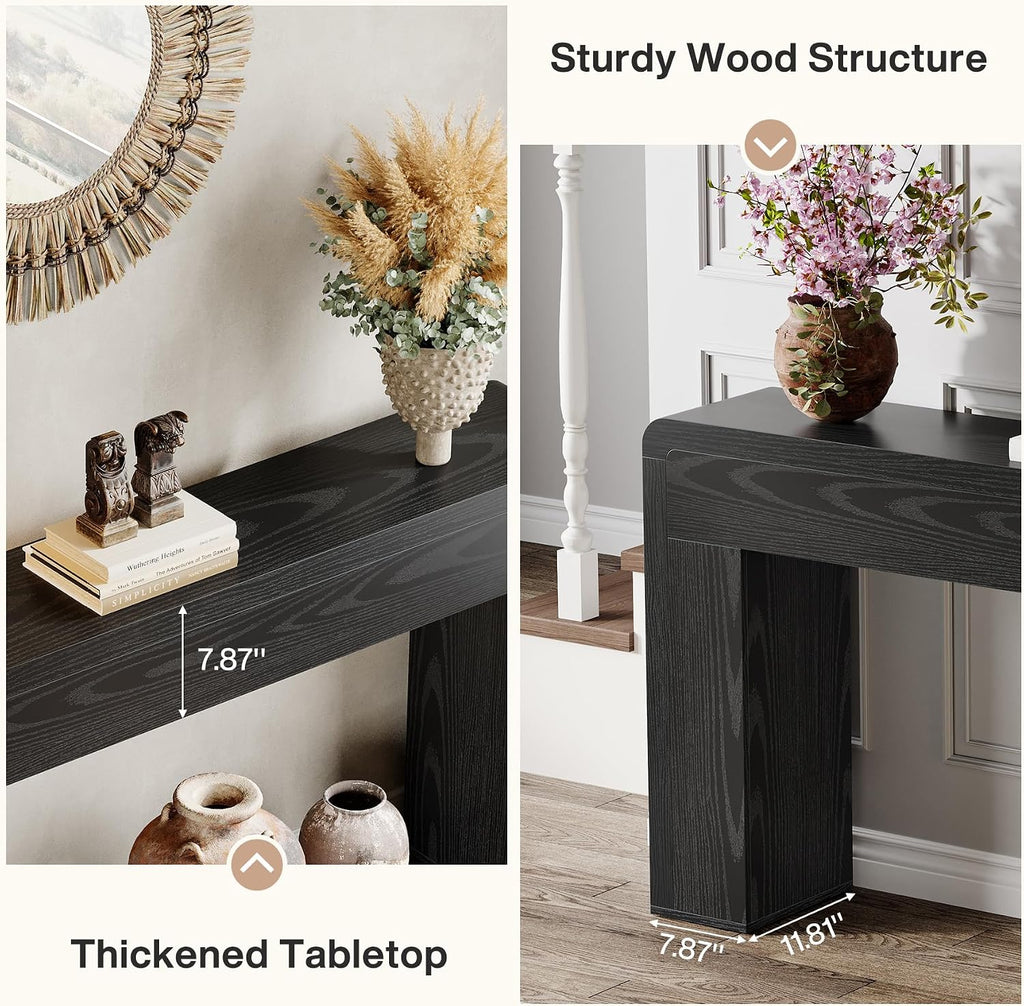 Tribesigns 70.9-Inch Extra Long Console Table | Rustic Wooden Sofa Table Behind Couch, Farmhouse Entryway Console for Living Room, Entryway, Hallway, Foyer (Black)