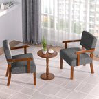 FAGAGA Accent Chairs Set of 2, 2 Solid Wood Armchairs with Side Table