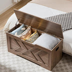 39.4” Storage Bench, Extra Large Entryway Bench with Storage,Storage Chest with 2 Safety Hinges,Blanket Storage,Shoe Storage Chest for Bedroom,Living Room,Easy Assembly. (Greige)