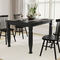 EMMA + OLIVER Milford 47" Solid Wood Dining Table, 3 Inch Offset Paneled Apron, 3" Turned Decorative Legs, Water Resistant Finish, Seating for 4, Black Matte